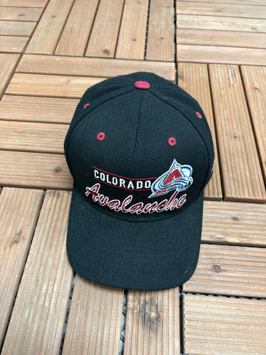 Colorado Avalanche Graphic Hat | Snap Back | Vintage 2000s NHL Hockey Black Cap |