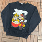 Mickey & Minnie Mouse Graphic Crewneck | Size Small | Vintage 1990s Promotional Cartoon Black Sweatshirt |