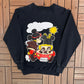 Mickey & Minnie Mouse Graphic Crewneck | Size Small | Vintage 1990s Promotional Cartoon Black Sweatshirt |