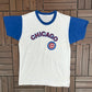 Chicago Cubs Graphic Tee | Size X-Large | Vintage 1980s MLB Baseball White T-Shirt |