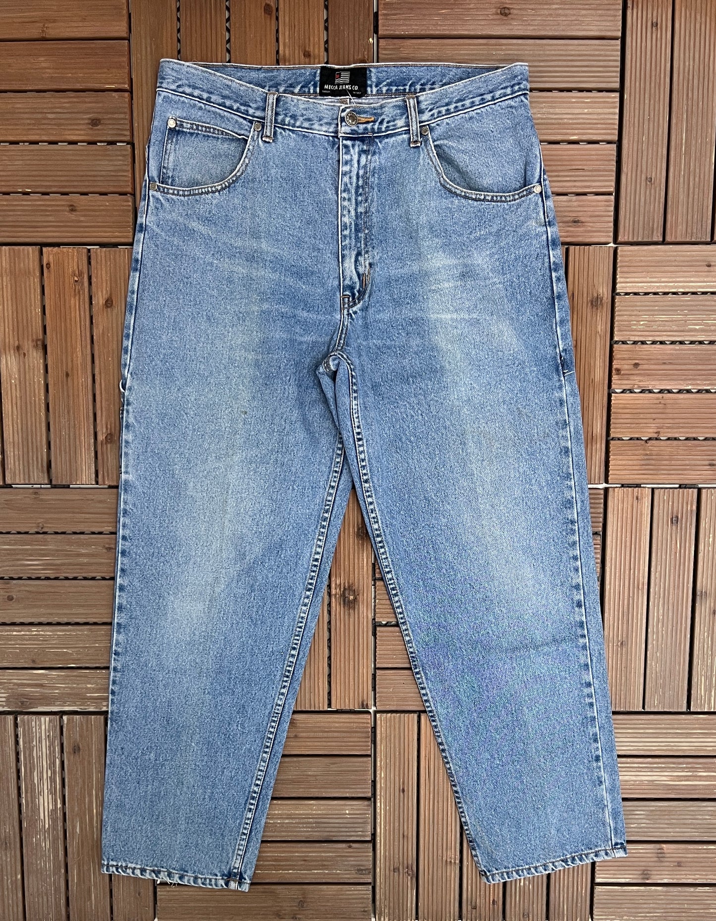 Mecca Blue Denim Carpenter Jeans | Size 38 x 30 | Vintage 2000s Branded Workwear Blue Jeans |