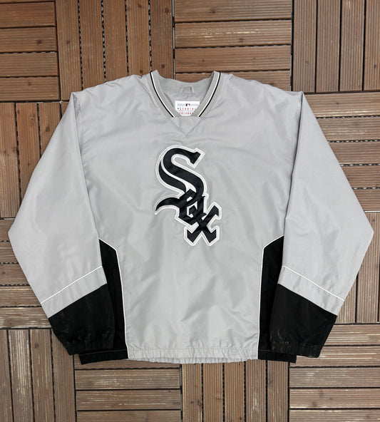 Chicago White Sox Stitched Graphic Windbreaker | Size X-Large | Vintage 1990s MLB Baseball Grey Jacket |