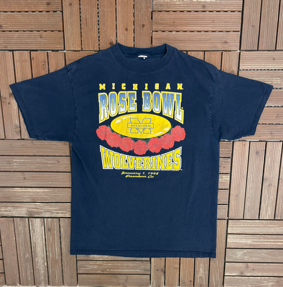 Michigan Wolverines Rose Bowl 1998 Graphic Tee | Size X-Large | Vintage 1990s College Football Blue T-Shirt |