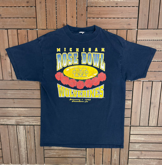 Michigan Wolverines Rose Bowl 1998 Graphic Tee | Size X-Large | Vintage 1990s College Football Blue T-Shirt |