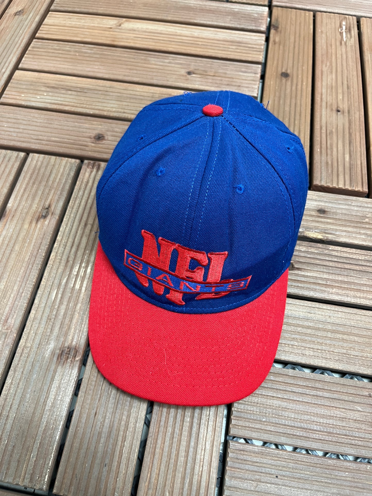 New York Giants Graphic Hat | Snap Back | Vintage 1990s NFL Football Blue Cap |