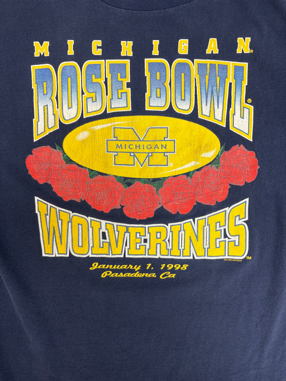 Michigan Wolverines Rose Bowl 1998 Graphic Tee | Size X-Large | Vintage 1990s College Football Blue T-Shirt |