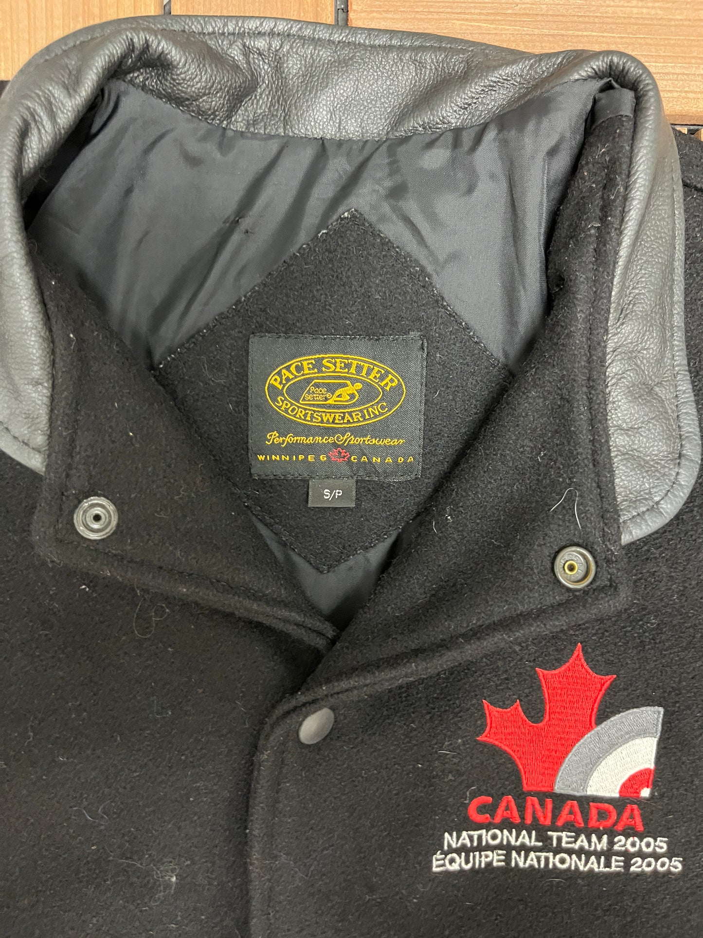 Canada National Curling Team 2005 Graphic Jacket | Size Small | Vintage 2000s Varsity Black Jacket |