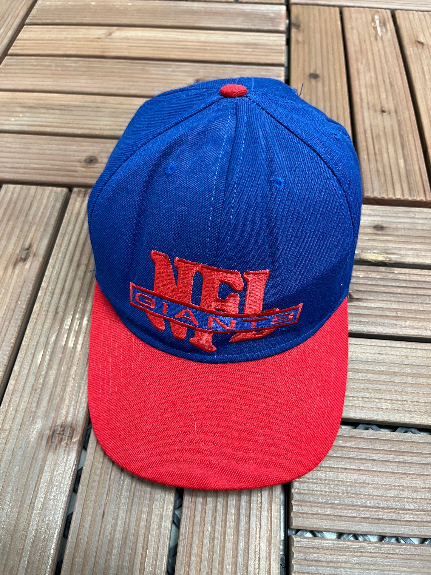 New York Giants Graphic Hat | Snap Back | Vintage 1990s NFL Football Blue Cap |