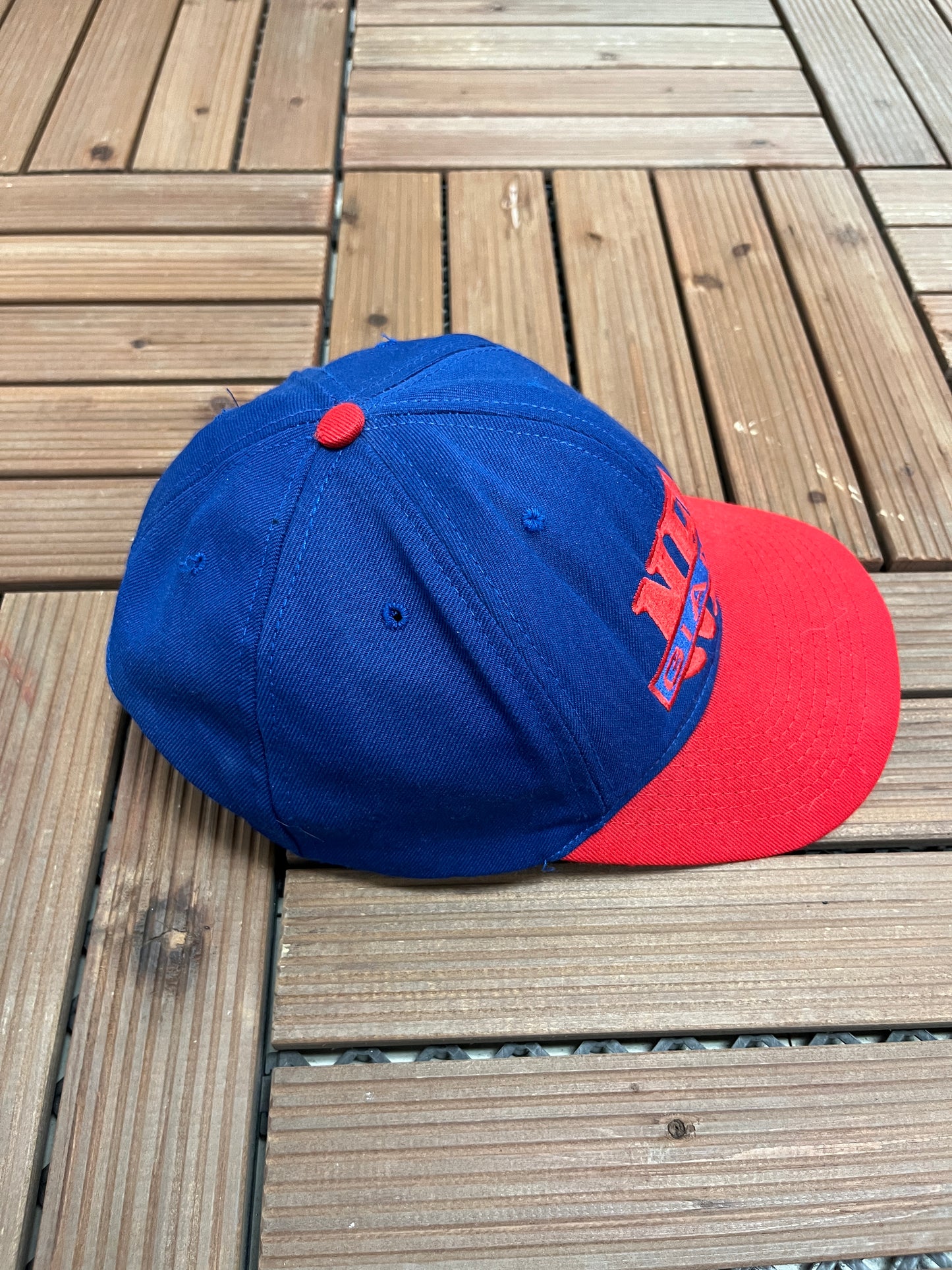 New York Giants Graphic Hat | Snap Back | Vintage 1990s NFL Football Blue Cap |