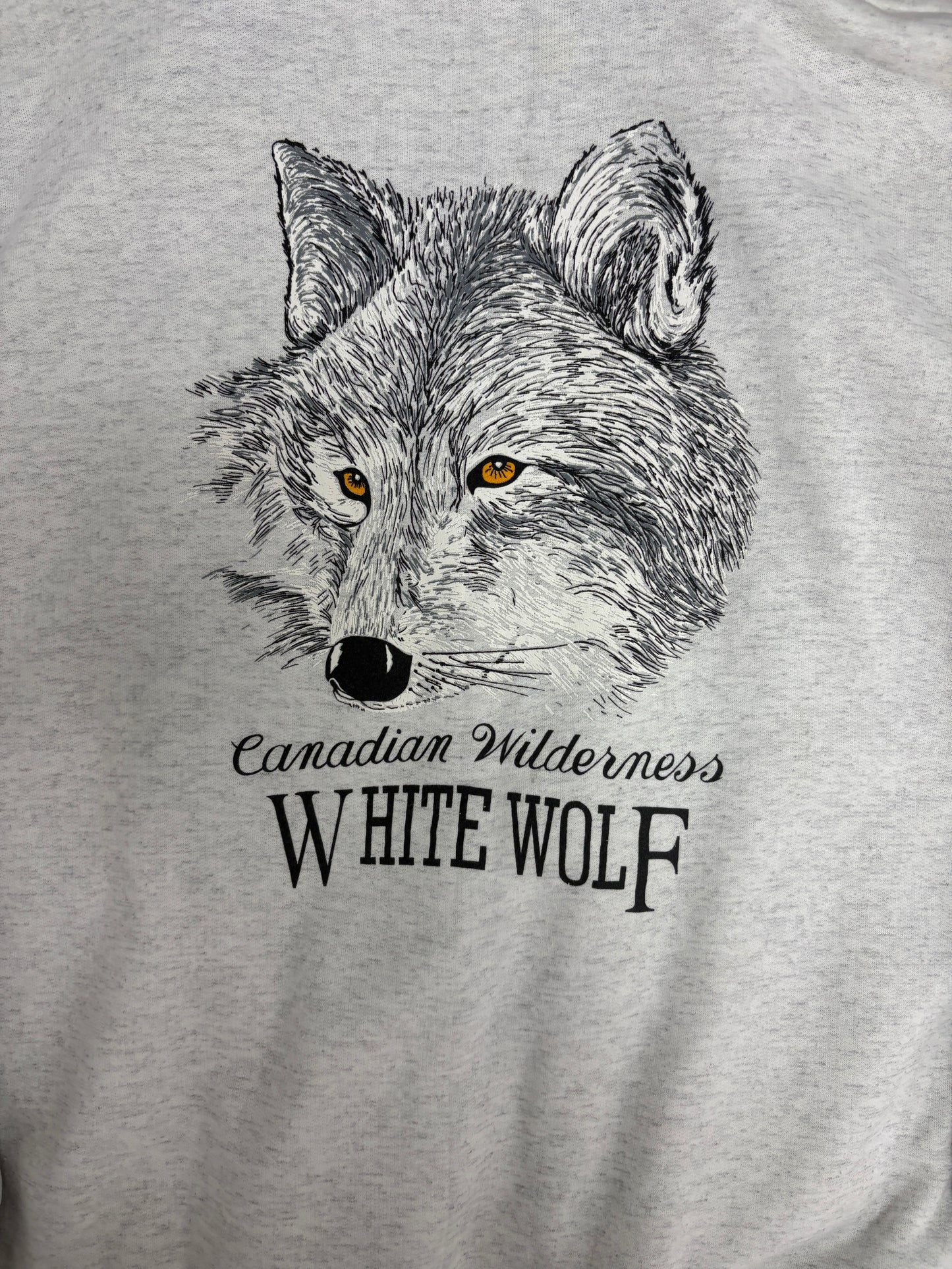 Canadian Wilderness White Wolf Graphic Hoodie | Size XX-Large | Vintage 1990s Animal Grey Sweater |