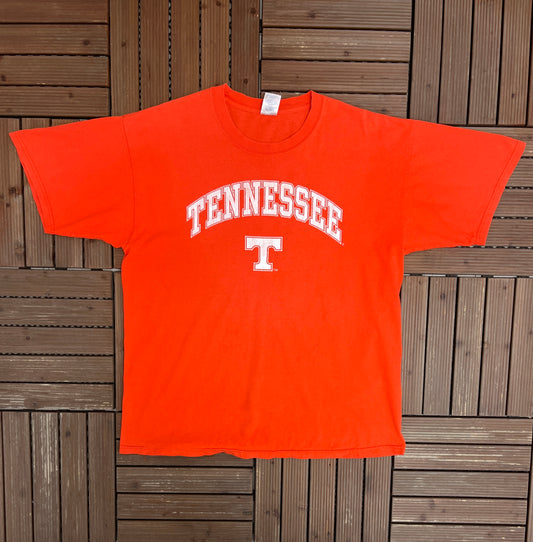 Tennessee Volunteers Spell Out Graphic Tee | Size X-Large | Vintage 2000s College Sports Orange T-Shirt |