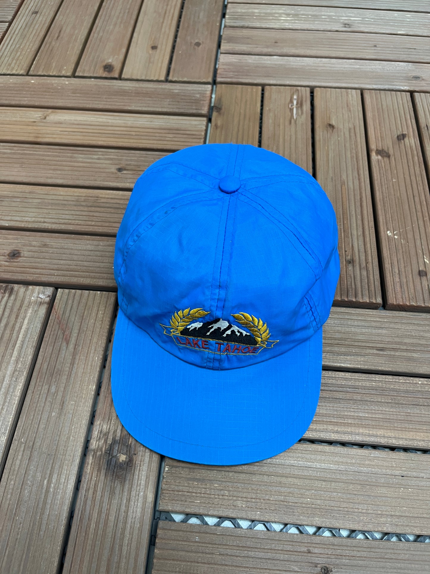 Lake Tahoe Embroidered Graphic Hat | Snap Back | Vintage 1990s Tourist Blue Cap |