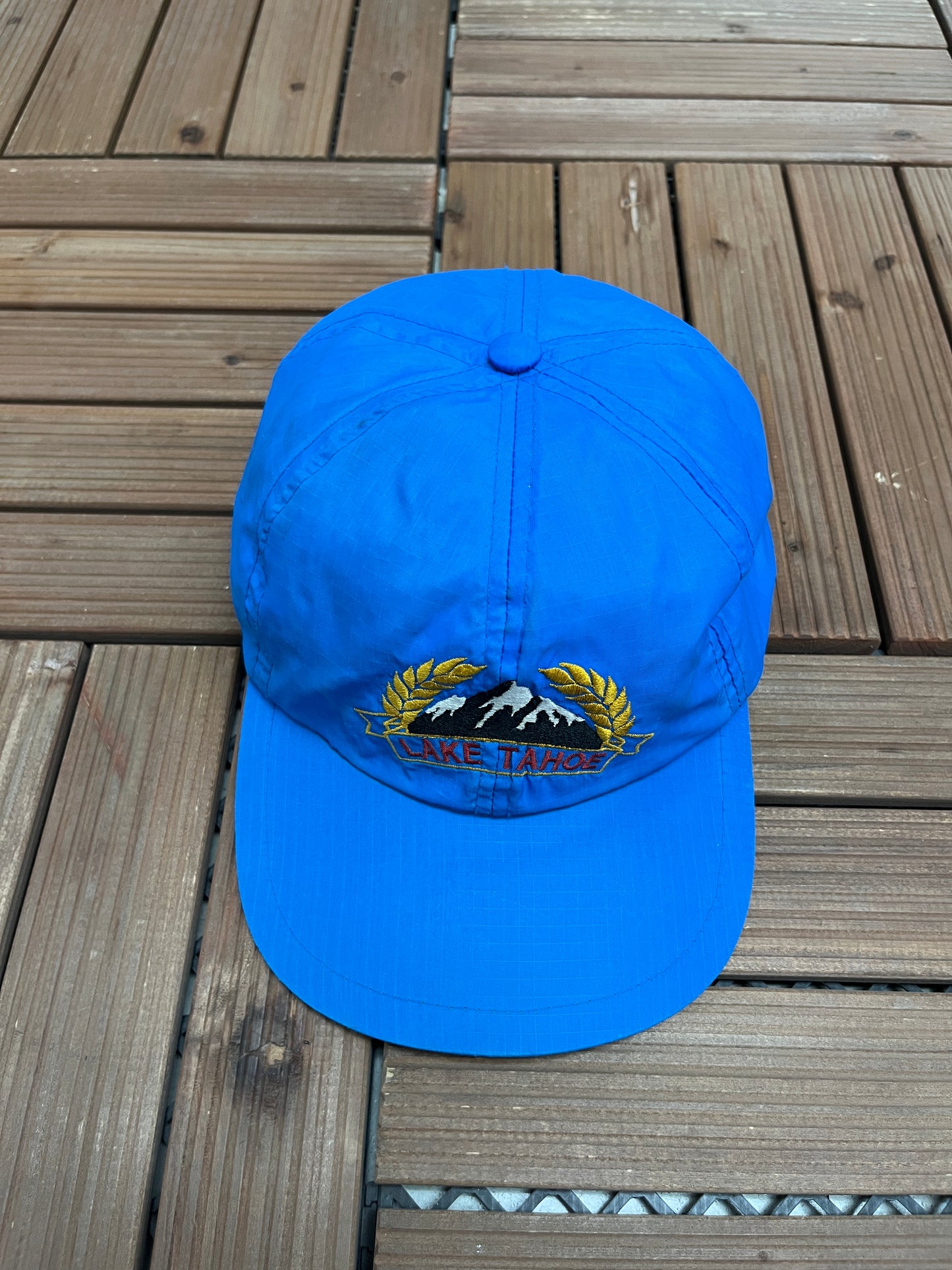 Lake Tahoe Embroidered Graphic Hat | Snap Back | Vintage 1990s Tourist Blue Cap |