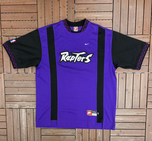 Toronto Raptors Nike Warm Up Graphic Tee | Size XX-Large | Vintage 1990s NBA Basketball Purple T-Shirt |