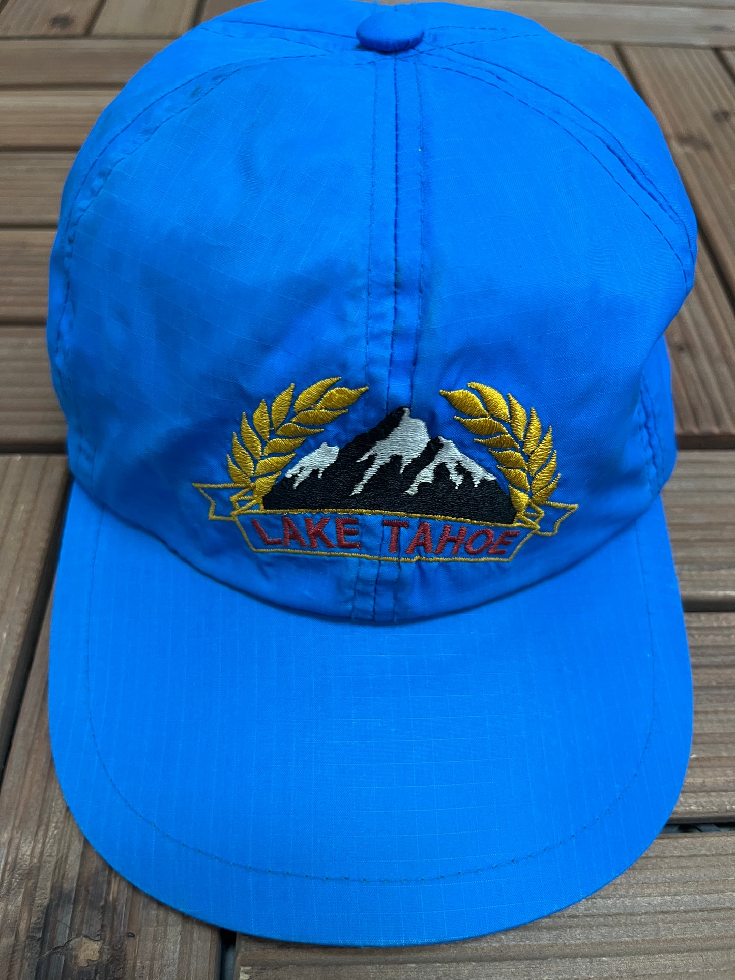 Lake Tahoe Embroidered Graphic Hat | Snap Back | Vintage 1990s Tourist Blue Cap |