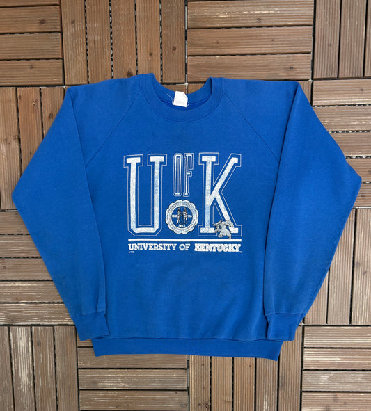 University of Kentucky Wildcats Graphic Crewneck | Size X-Large | Vintage 1990s College Sports Blue Sweater |