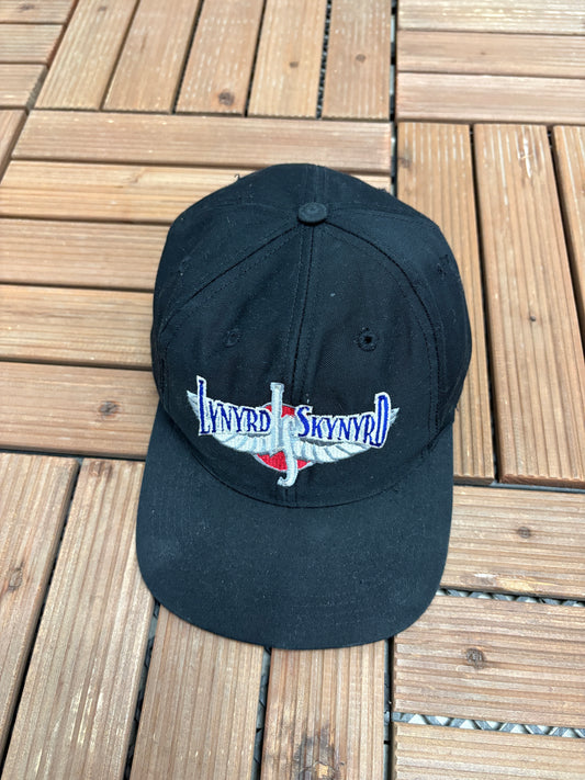 Lynyrd Skynyrd Graphic Hat | Snap Back | Vintage 1990s Rock Band Black Cap |