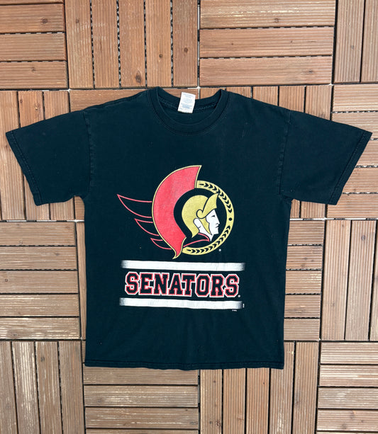 Ottawa Senators Graphic Tee | Size Medium | Vintage 2000s Black NHL Hockey T-Shirt |