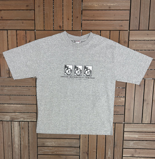 Indian Motorcycle Company Est. 1901 Graphic Tee | Size Small | Vintage 2000s Biker Grey T-Shirt |