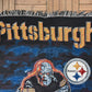 Pittsburgh Steelers Woven Throw Blanket | 54" x 42" | Vintage 1990s NFL Football Tapestry |