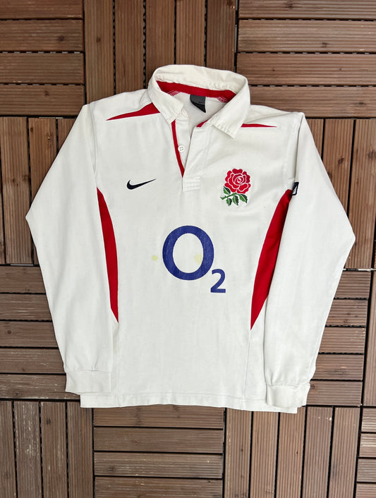 England Nike Rugby Jersey | Size Small | Vintage 2000s Nike Branded Rugby White T-Shirt |