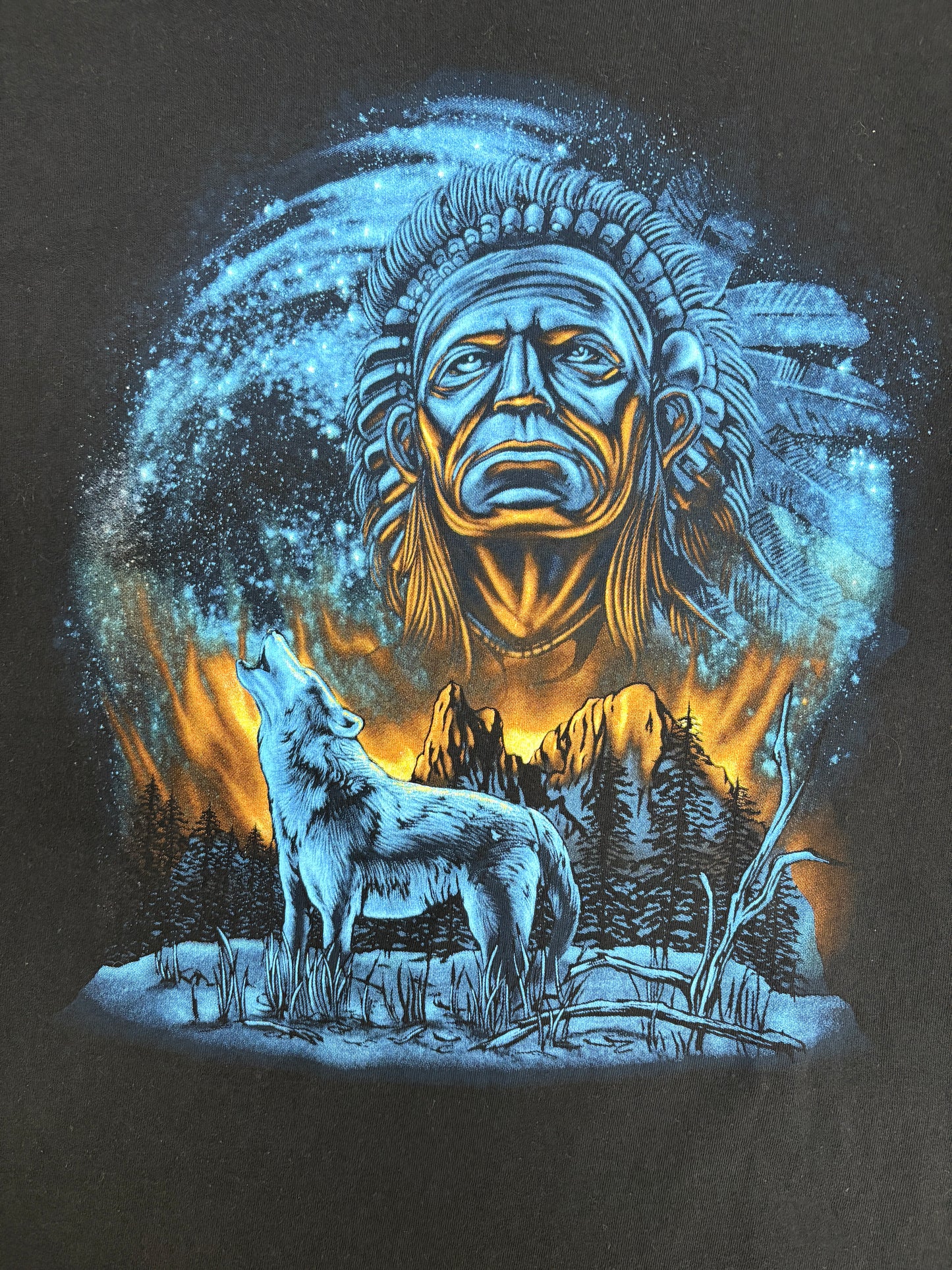 Wolves Howling Scenic Graphic Tee | Size X-Large | Vintage 2000s Animal Black T-Shirt |