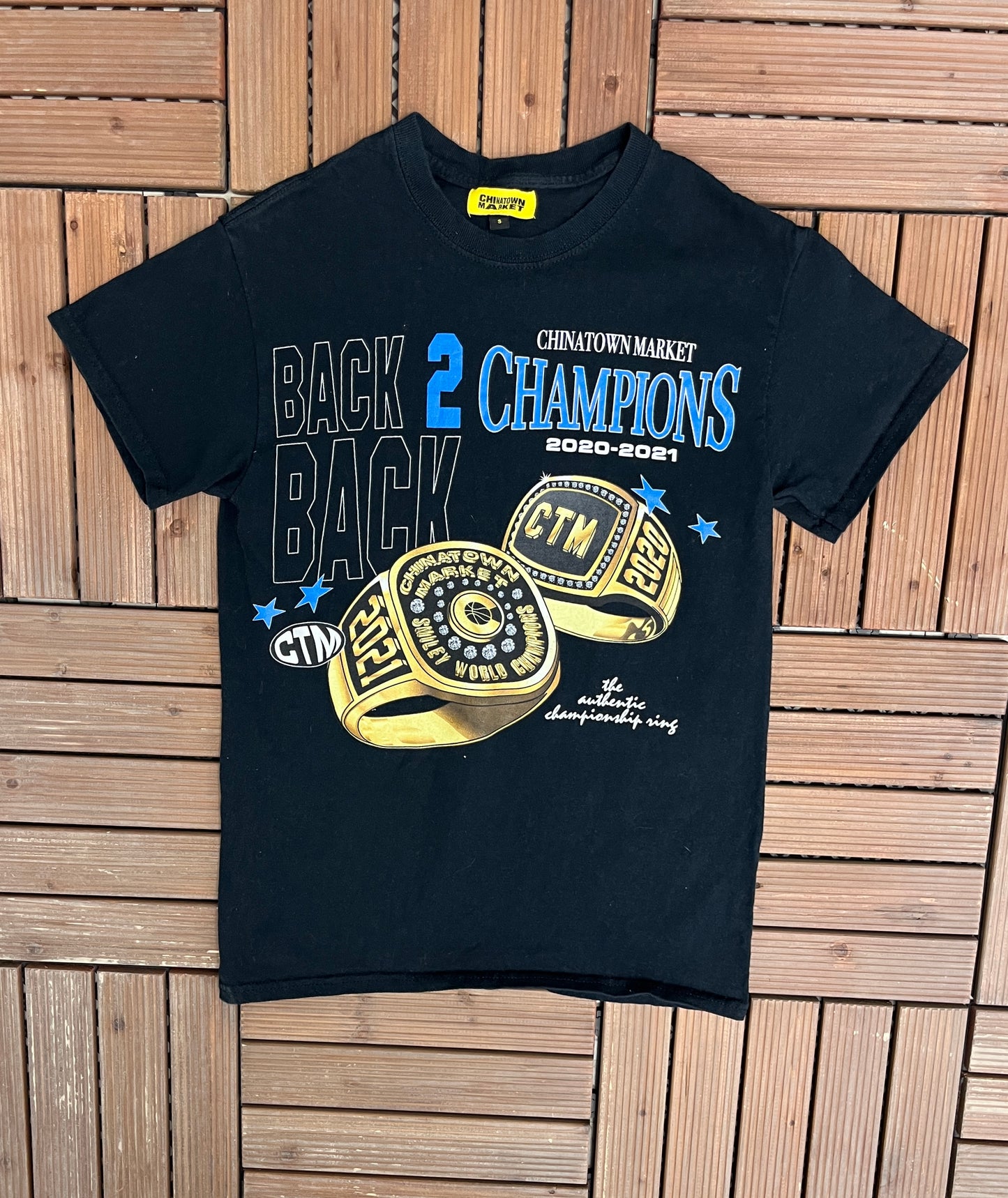 Chinatown Market Back 2 Back Champions Graphic Tee | Size Small | Modern Branded Black T-Shirt |