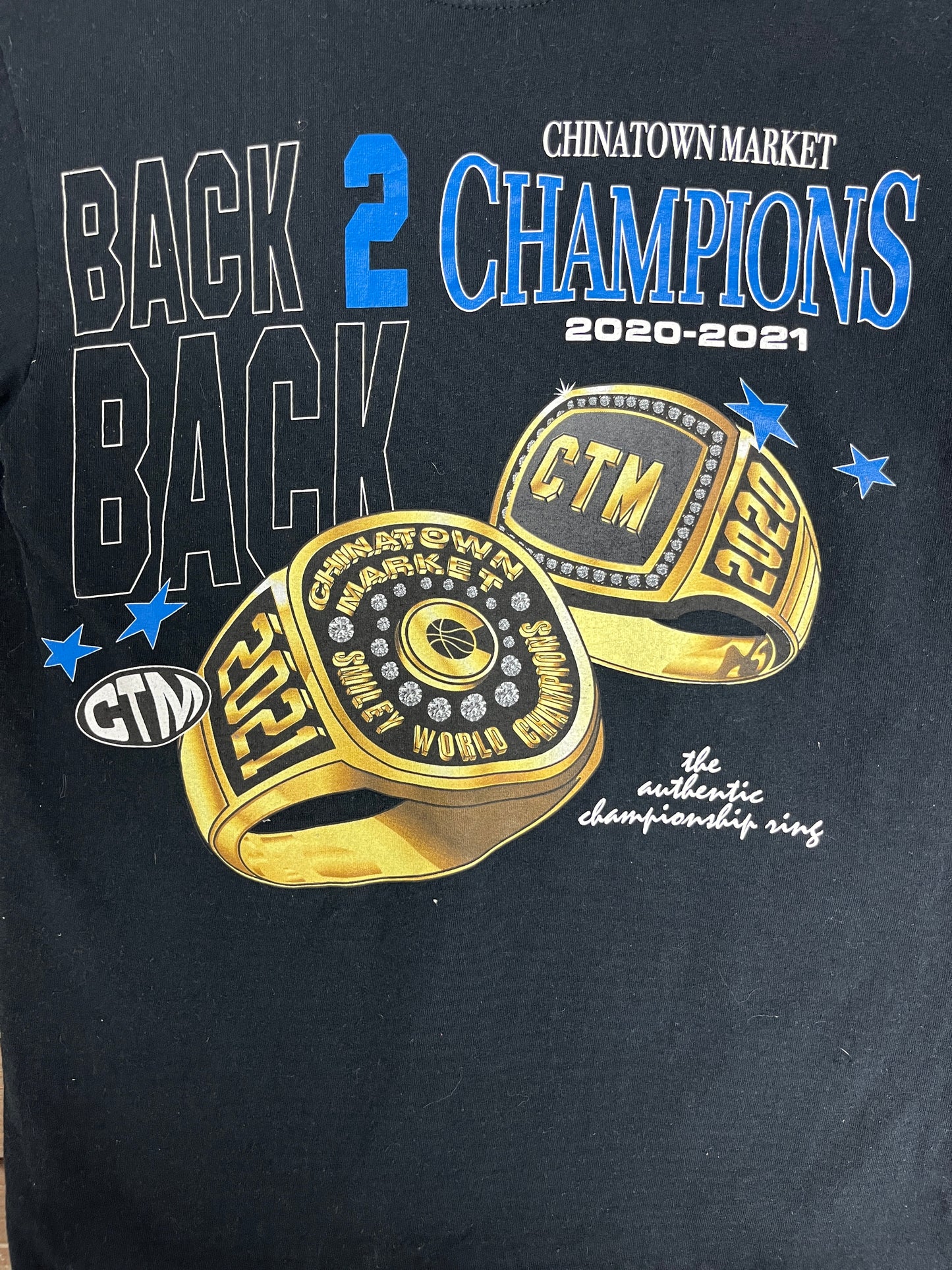 Chinatown Market Back 2 Back Champions Graphic Tee | Size Small | Modern Branded Black T-Shirt |