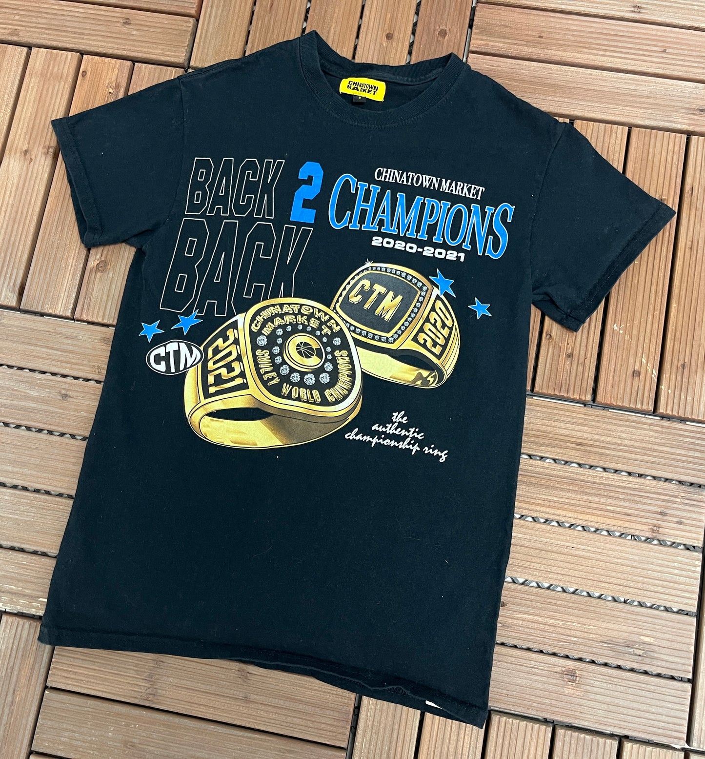 Chinatown Market Back 2 Back Champions Graphic Tee | Size Small | Modern Branded Black T-Shirt |