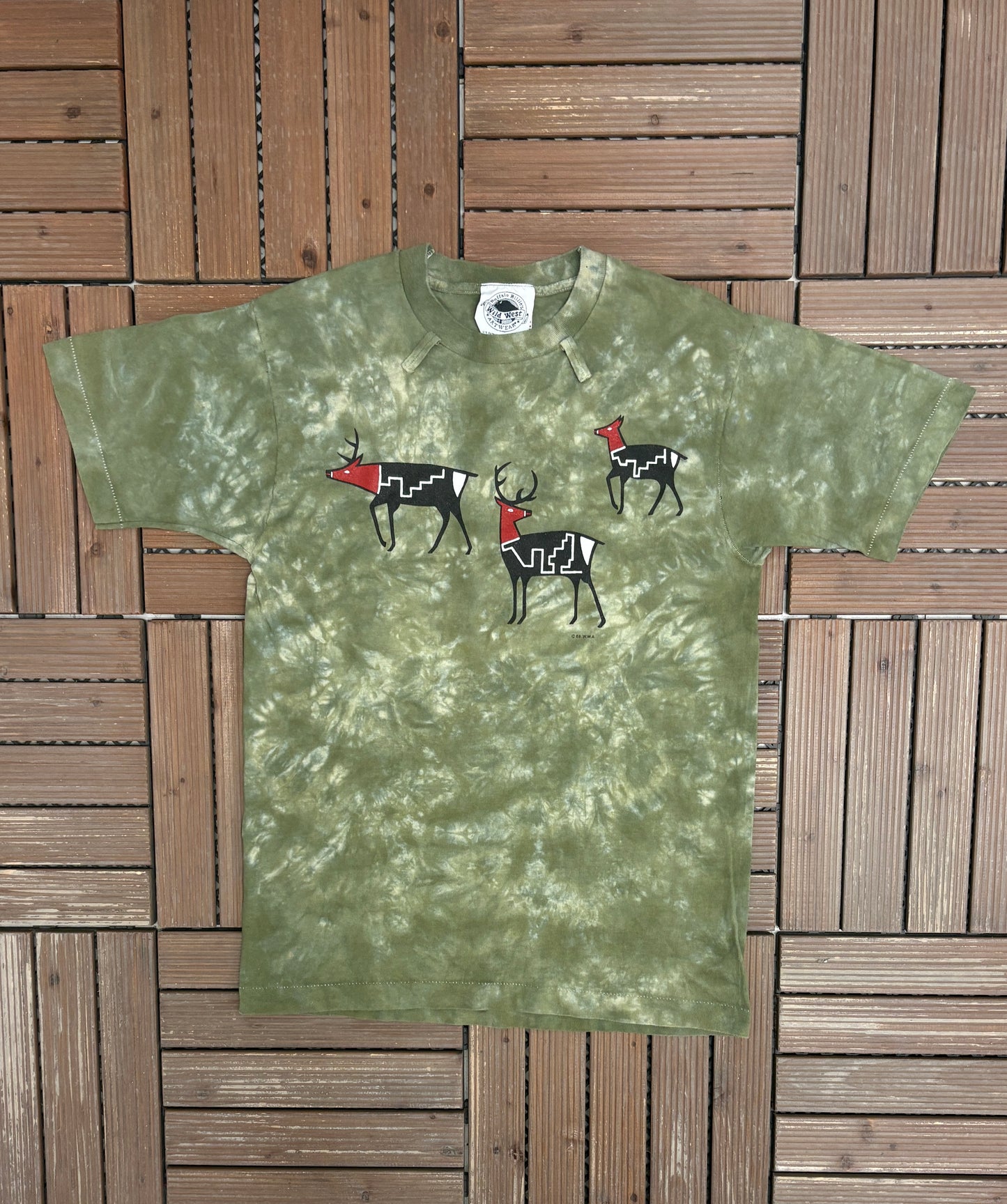 Buffalo Billie's Wild West Artwear Graphic Tee | Size Medium | Vintage 1980s Animal Green T-Shirt |