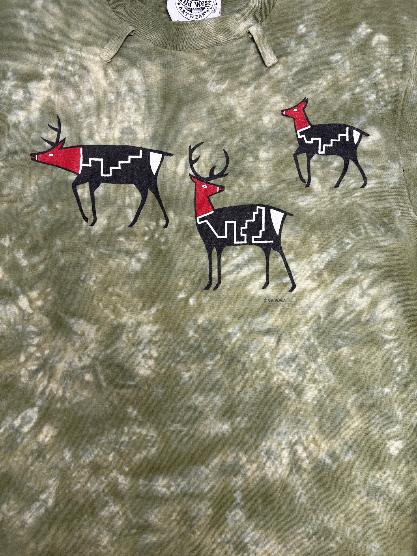 Buffalo Billie's Wild West Artwear Graphic Tee | Size Medium | Vintage 1980s Animal Green T-Shirt |