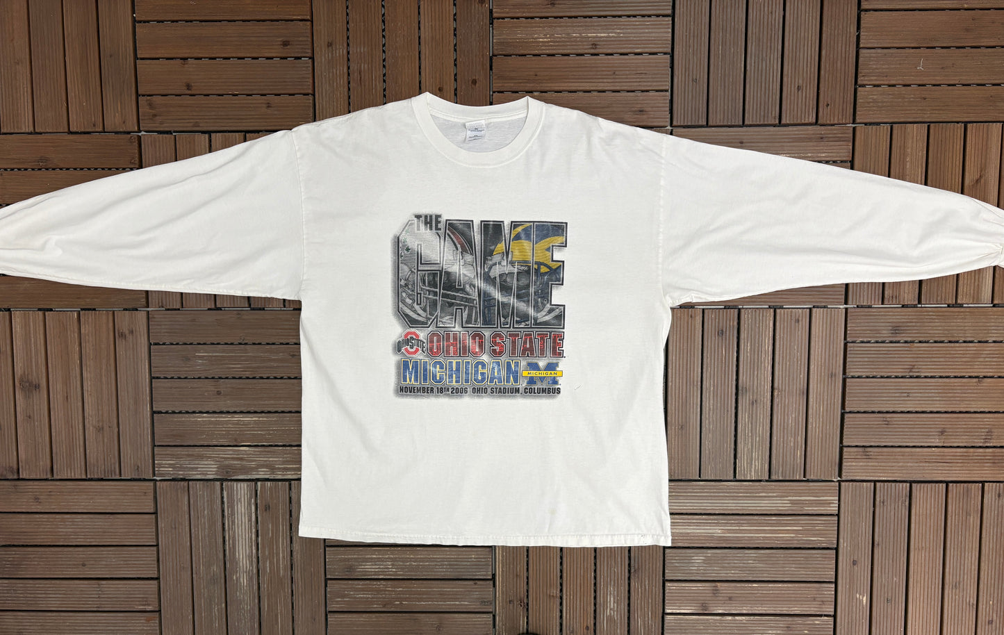 The Game Ohio State Buckeyes vs. Michigan Wolverines Graphic Tee | Size XX-Large | Vintage 2000s White Long Sleeve Shirt |