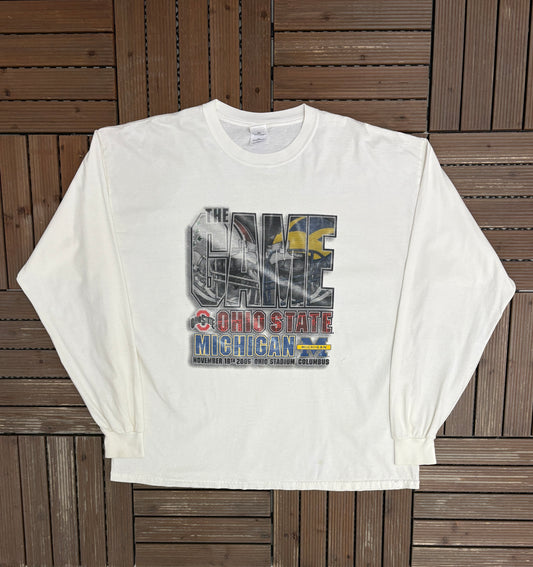 The Game Ohio State Buckeyes vs. Michigan Wolverines Graphic Tee | Size XX-Large | Vintage 2000s White Long Sleeve Shirt |