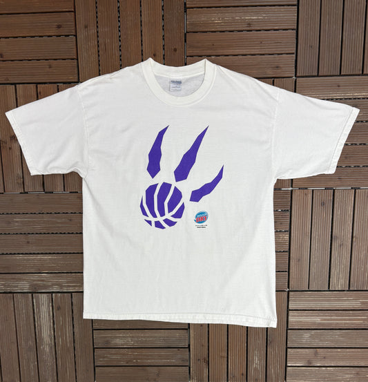 Toronto Raptors Molson Dry Graphic Tee | Size X-Large | Vintage 2000s NBA Basketball White T-Shirt |