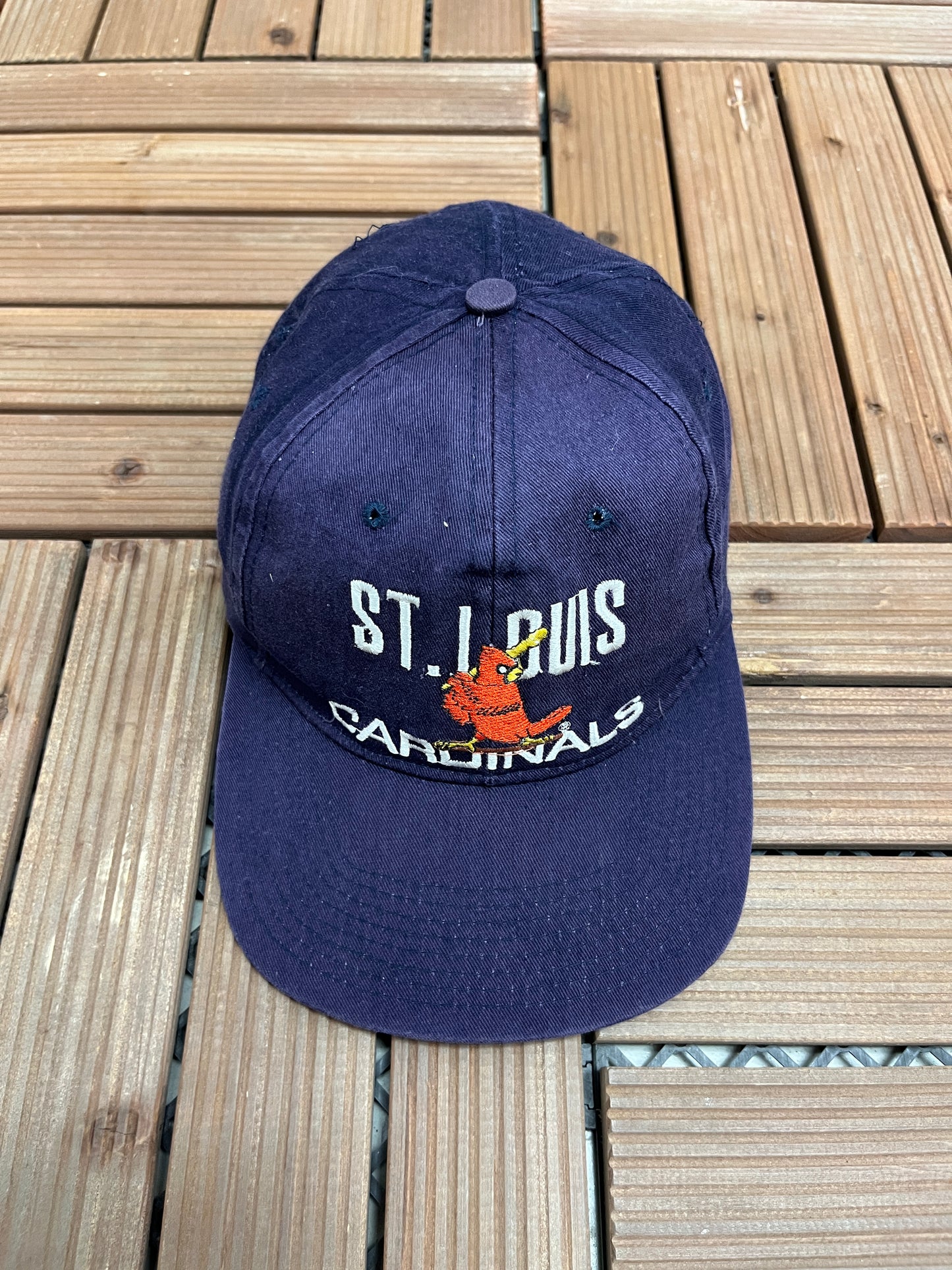 St. Louis Cardinals Embroidered Graphic Hat | Snap Back | Vintage 1990s MLB Baseball Blue Cap |