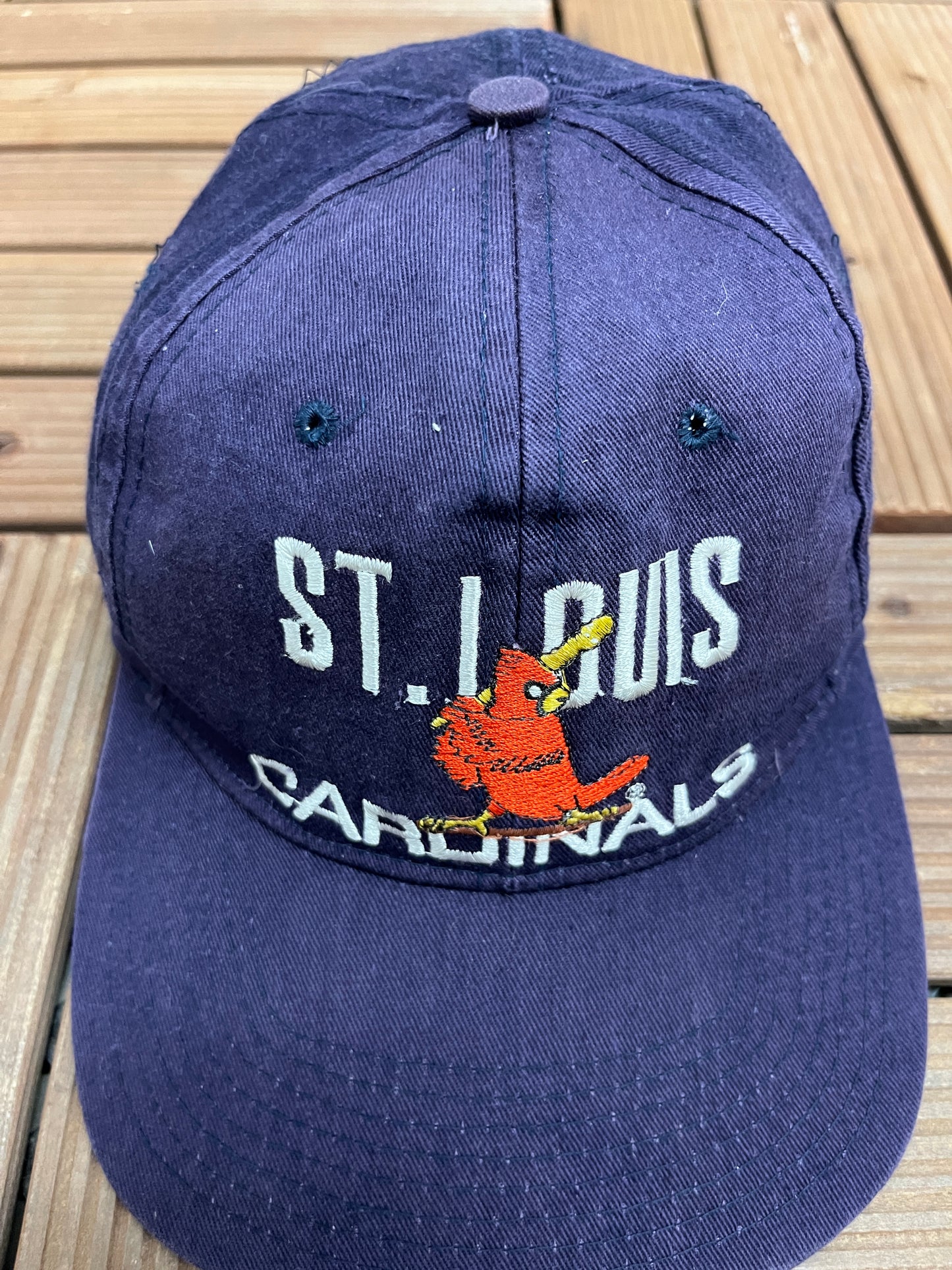 St. Louis Cardinals Embroidered Graphic Hat | Snap Back | Vintage 1990s MLB Baseball Blue Cap |