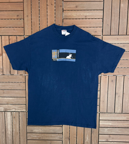 Barry Manilow Live 2002! Graphic Tee | Size X-Large | Vintage 2000s Music Blue T-Shirt |
