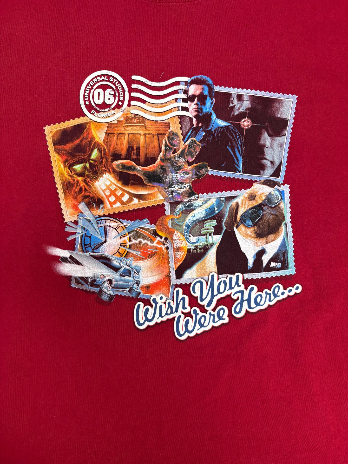 Men in Black Wish You Were Here... Graphic Tee | Size XX-Large | Vintage 2000s Promotional Red T-Shirt |