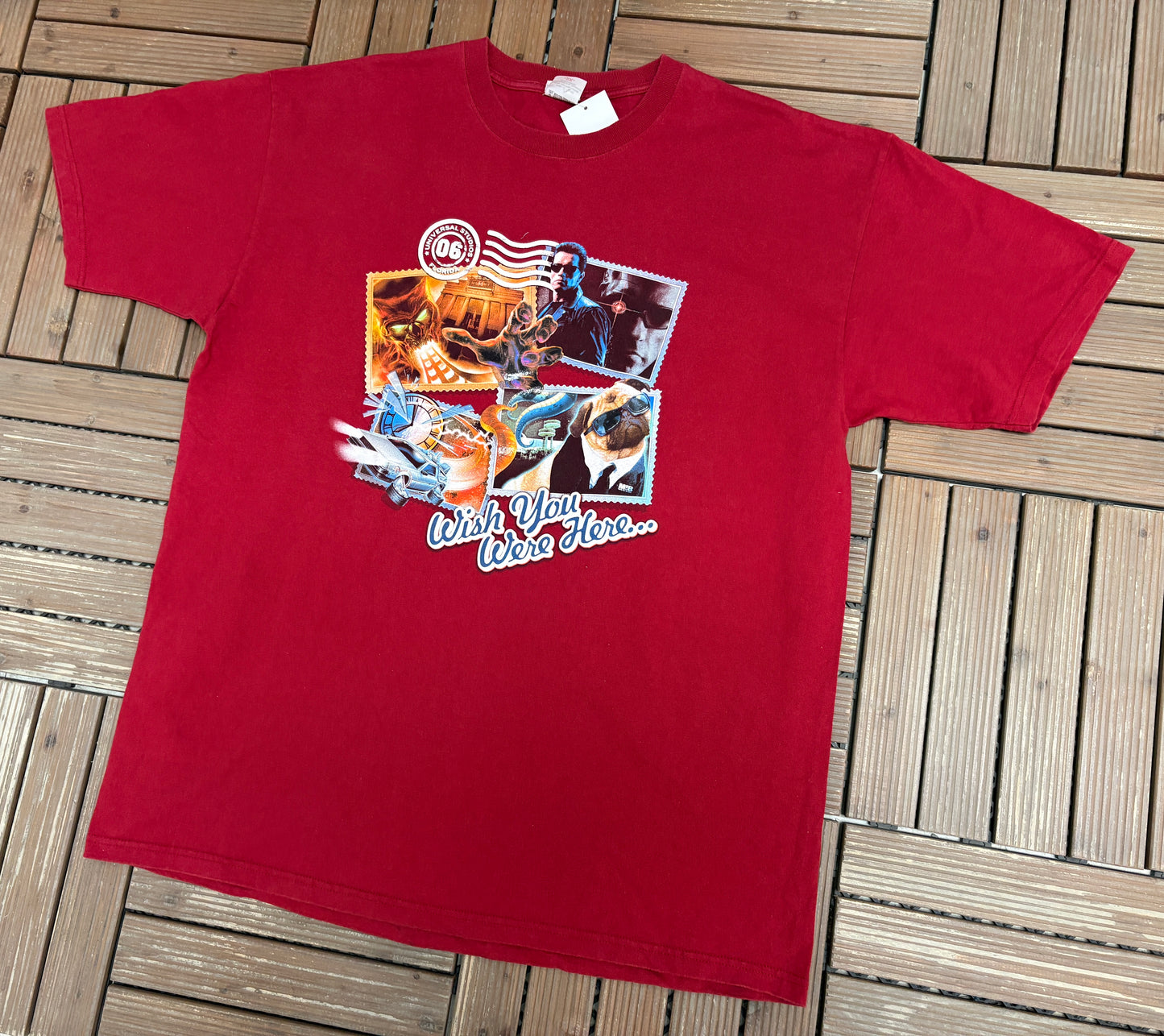 Men in Black Wish You Were Here... Graphic Tee | Size XX-Large | Vintage 2000s Promotional Red T-Shirt |