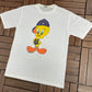 Tweety Bird Graphic Tee | Size Large | Vintage 1990s Looney Tunes Cartoon White T-Shirt |