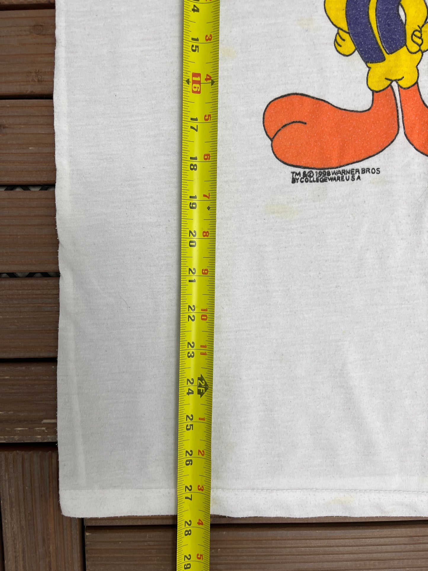 Tweety Bird Graphic Tee | Size Large | Vintage 1990s Looney Tunes Cartoon White T-Shirt |