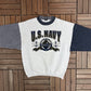 U.S. Navy Great Lakes Graphic Crewneck | Size Large | Vintage 1990s Made in USA Grey Sweater |