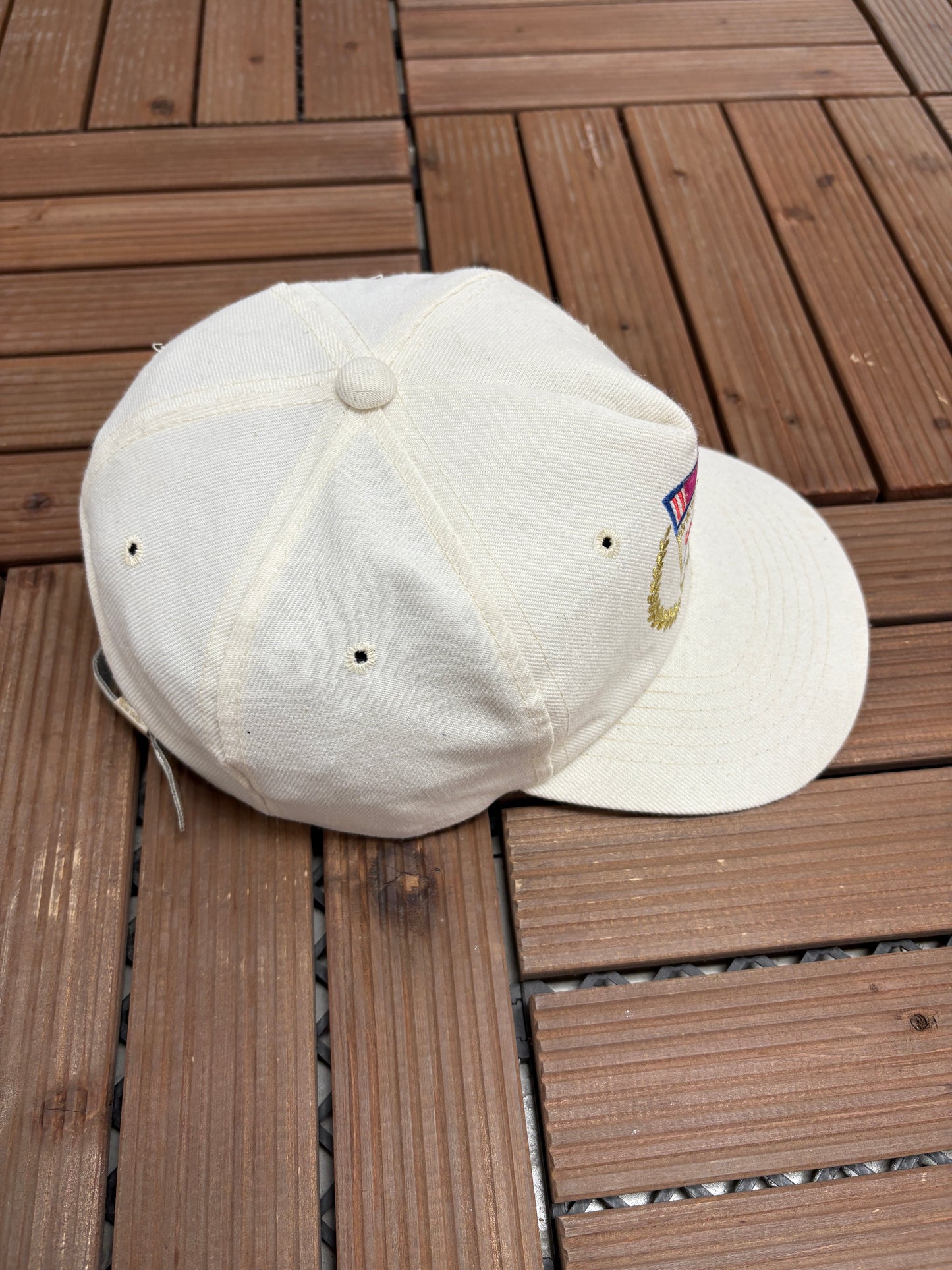 United States Olympics Graphic Hat | Metal Clasp | Vintage 1990s Promotional White Cap |
