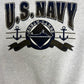 U.S. Navy Great Lakes Graphic Crewneck | Size Large | Vintage 1990s Made in USA Grey Sweater |