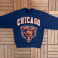 Chicago Bears Graphic Crewneck | Size Large | Vintage 1990s NFL Football Blue Sweater |