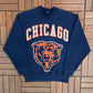 Chicago Bears Graphic Crewneck | Size Large | Vintage 1990s NFL Football Blue Sweater |