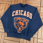 Chicago Bears Graphic Crewneck | Size Large | Vintage 1990s NFL Football Blue Sweater |