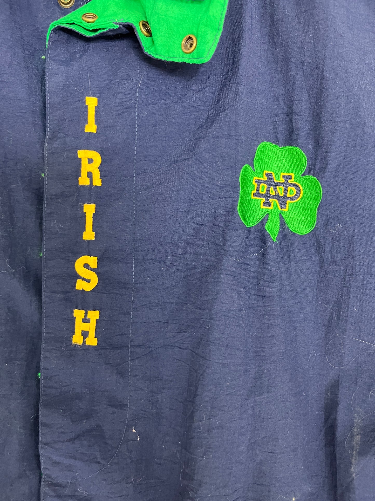 Notre Dame Fighting Irish Graphic Jacket | Size Large | Vintage 1990s College Blue Jacket |