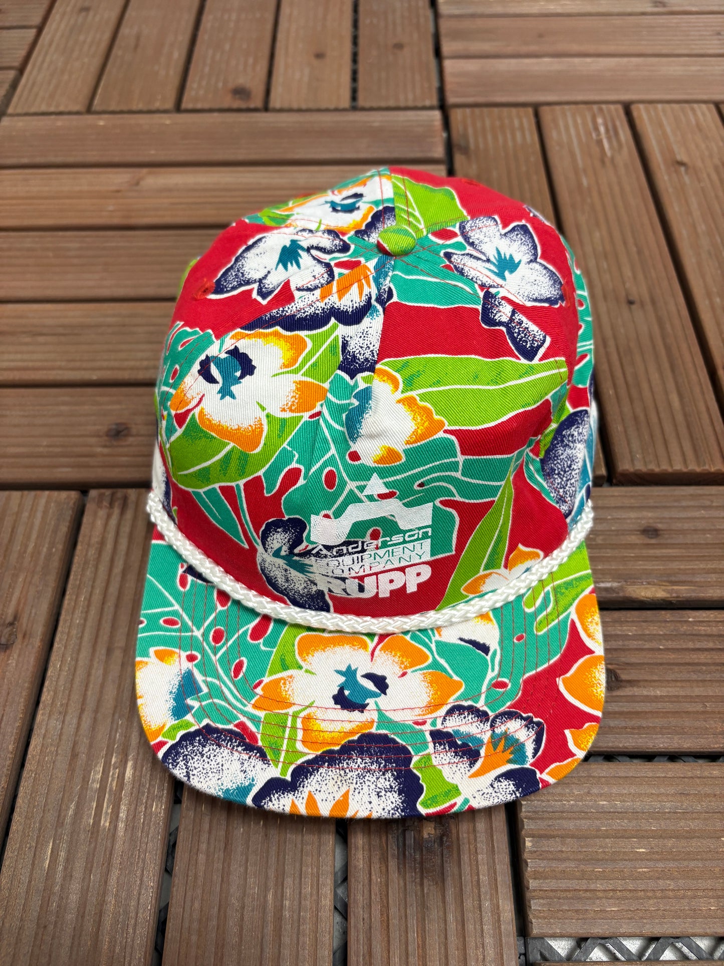 Anderson Equipment Company Rupp Graphic Hat | Snap Back | Vintage 1990s Promotional Red Cap |