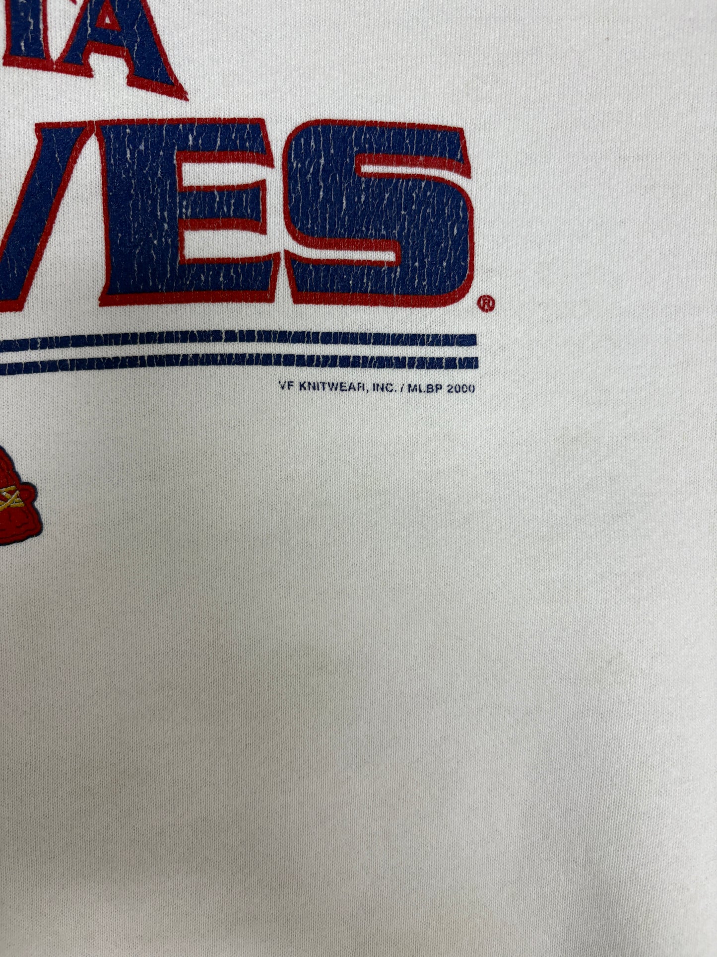 Atlanta Braves Graphic Crewneck | Size XX-Large | Vintage 2000s MLB Baseball White Sweater |